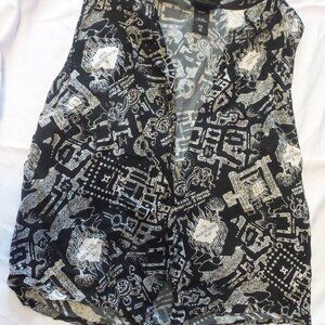 Harry Potter Women Cute sleveless tie button up shirt XL